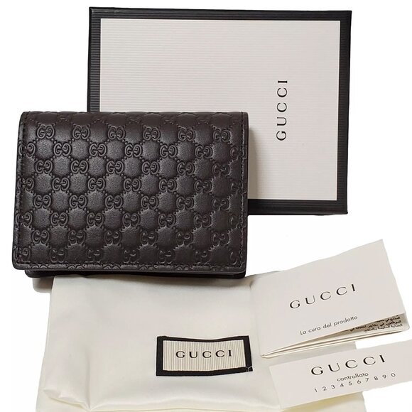 GUCCI WALLET MENS BROWN MICRO GUCCISSIMA LOGO LEATHER 544474 BIFOLD - Picture 1 of 13